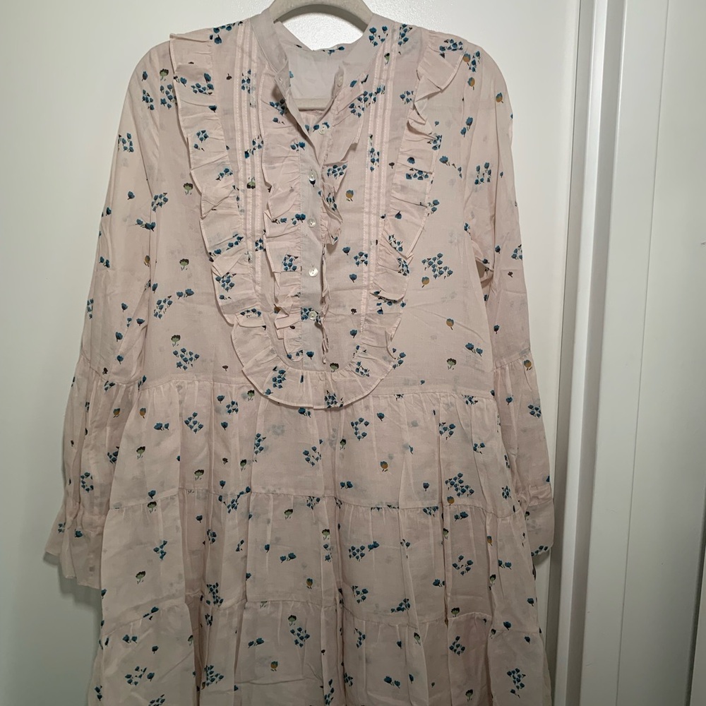 Warm Blue Floral Patterned Top